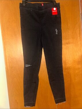SPANX Black Skinny Jeans with Subtle Distress